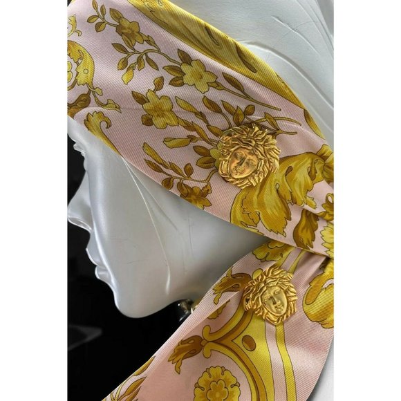 90-s Vintage Gianni Versace Atelier Barocco Scarf Silk with Bondage Belt Buckle main image 4